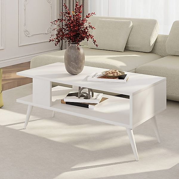 en.casa Couchtisch, »Lycksele« Wohnzimmertisch 40x90x45cm Weiß günstig online kaufen