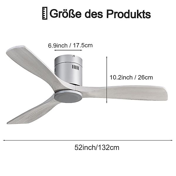 Sofucor Deckenventilator aus Massivholz ohne Licht, günstig online kaufen