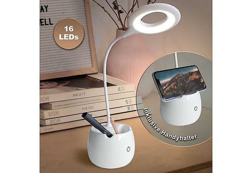 EAXUS LED Schreibtischlampe Touch USB Tischleuchte mit Stiftehalter und Han günstig online kaufen