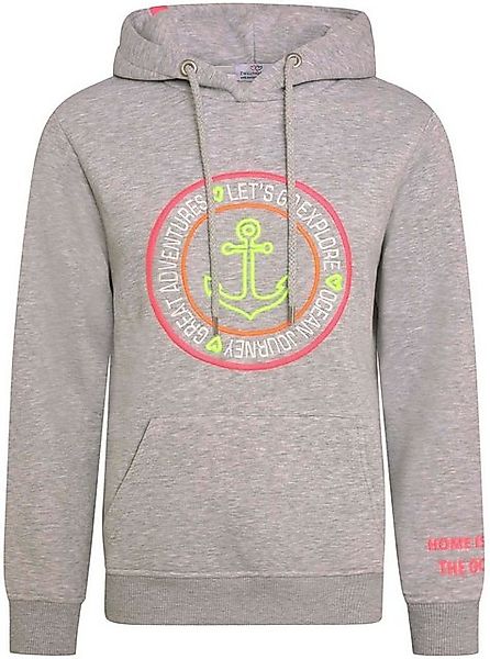 Zwillingsherz Kapuzensweatshirt mit Ankeraufstick und neonfarbenen Details günstig online kaufen