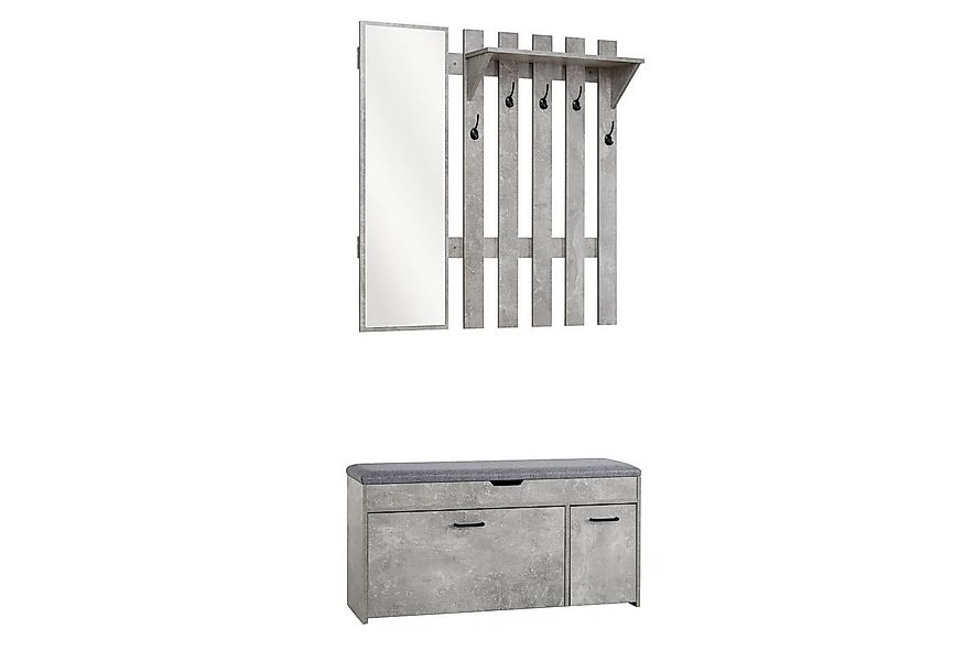 Mondeer Garderoben-Set (2-St), Garderobe mit Schuhbank, Garderobenpaneel mi günstig online kaufen