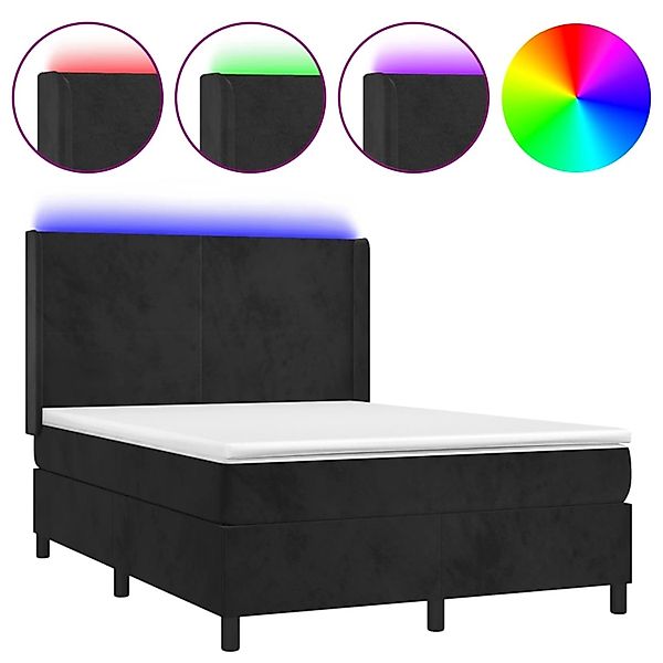 vidaXL Boxspringbett mit Matratze & LED Schwarz 140x190 cm Samt 3139441 günstig online kaufen