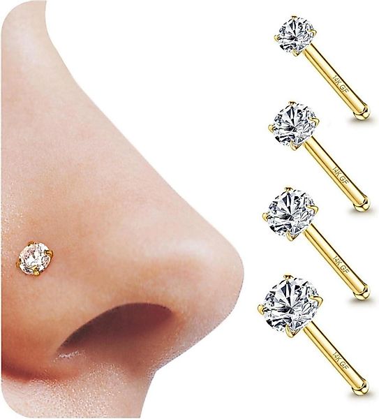 LuxusKollektion Nasenpiercing-Set 4er Set 14K Gold günstig online kaufen