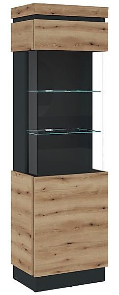 CORTE CORV02L Vitrine 1Tür Kosmos grau/Coast Evoke Eiche   von Wojcik günstig online kaufen