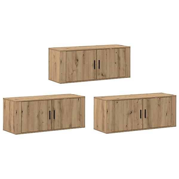 vidaXL Wand-TV-Schrank Set 3-Tlg Artisan-Eiche 100 x 34,5 x 40 cm 3415585 günstig online kaufen