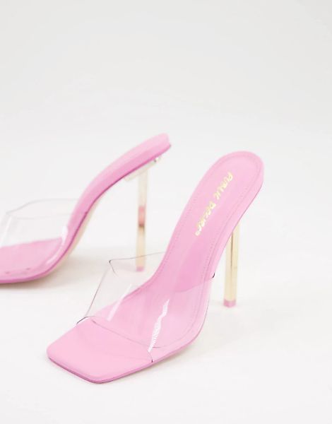 Public Desire – Amaze – Transparente Sandalen in Rosa mit Absatz günstig online kaufen