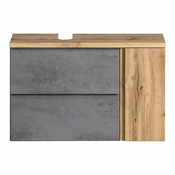 Held Möbel Unterbeckenschrank Ancona 85 cm Betongrau-Wotaneiche Ausschnitt günstig online kaufen