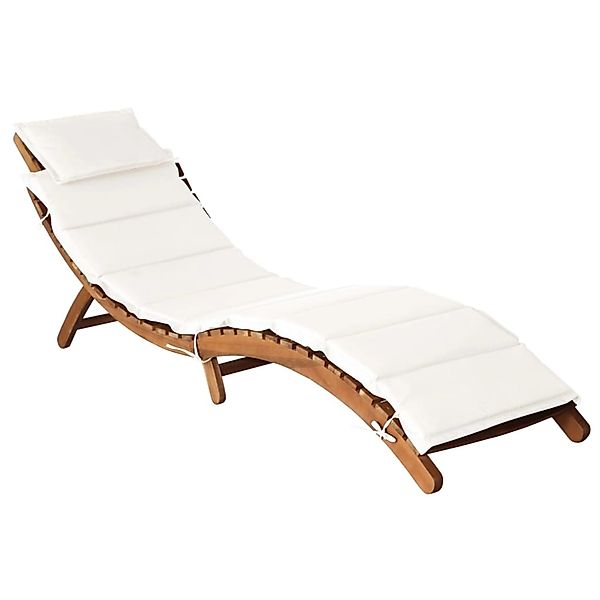 vidaXL Sonnenliege mit Creme Kissen Massivholz Akazie 363284 günstig online kaufen