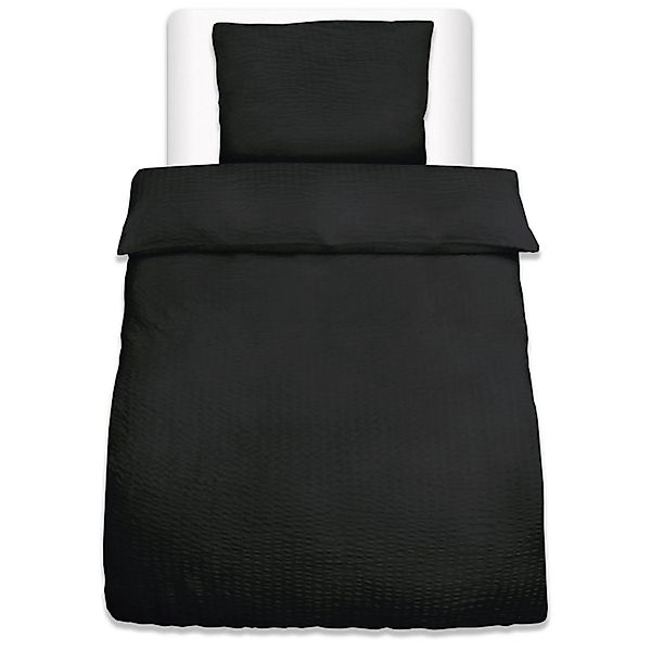 Beautissu 2tlg Seersucker Bettwäsche 135x200 cm & Kopfkissen 80x80 cm Schwa günstig online kaufen
