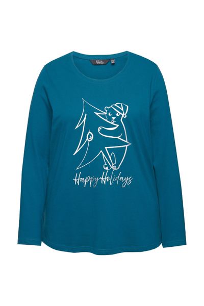 Ulla Popken Longsleeve Weihnachtsshirt Classic Rundhals günstig online kaufen