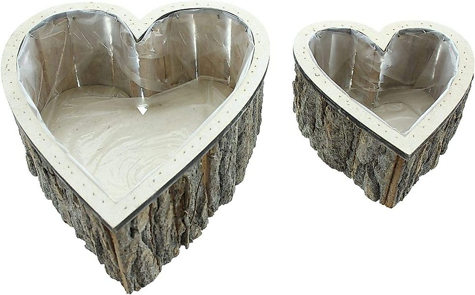 Dekoleidenschaft Pflanzschale "Herz" aus Holz, rustikales Pflanzgefäß in He günstig online kaufen