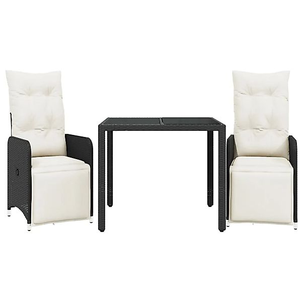vidaXL 3-tlg Garten-Bistro-Set mit Kissen Schwarz Poly Rattan Modell 8 günstig online kaufen