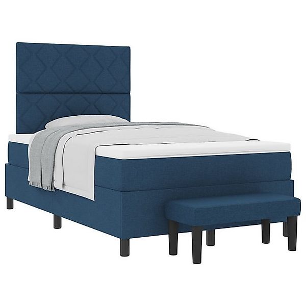 vidaXL Bett Boxspringbett mit Matratze & Bank Blau 120x200 cm Stoff (2-tlg) günstig online kaufen