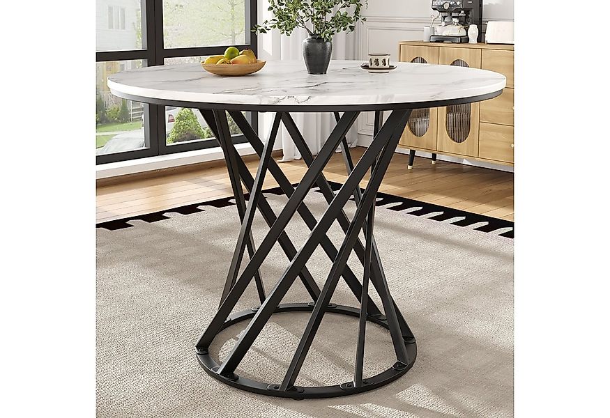 STILVORA Essgruppe Runder Tisch für 4,Kaffeetisch mit Schwarz-Beine&Weiße M günstig online kaufen