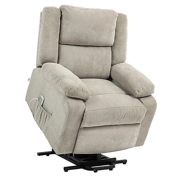 HOMCOM Aufstehsessel Polyester Stahl Hellgrau 91L x 93B x 105H cm günstig online kaufen