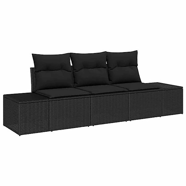vidaXL Gartensofa-set mit Speicher 3-Tlg Schwarz Poly-Rattan 3355592 günstig online kaufen