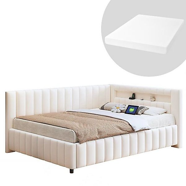 HAUSS SPOLE Schlafsofa 140x200 mit LED-Licht, USB-Ladeanschluss, Rückenlehn günstig online kaufen