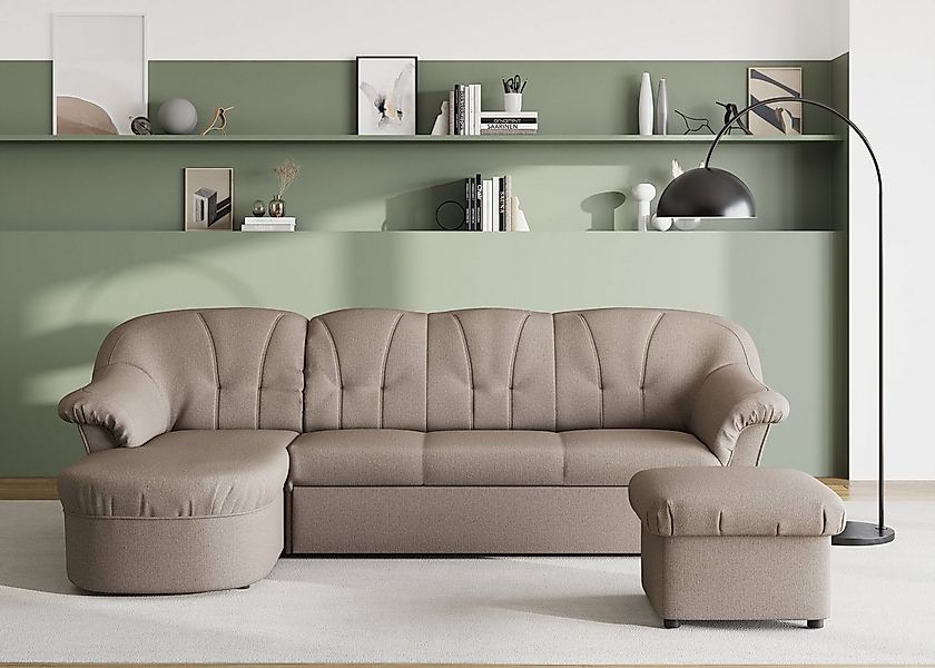 DOMO collection Ecksofa "Pegnitz, elegante Rückensteppung, kompakte Stellma günstig online kaufen