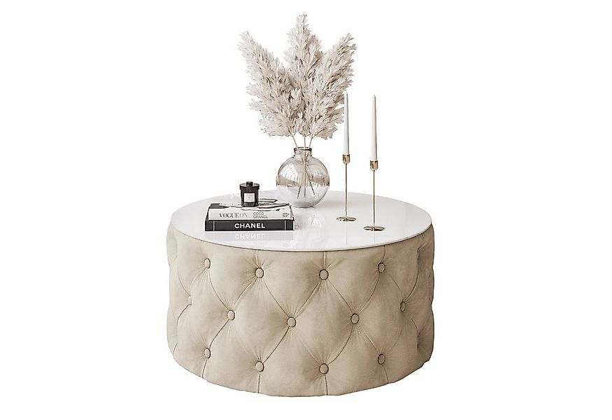 Lookway Couchtisch CHESTERFIELD 70 cm runder gepolsterter couchtisch günstig online kaufen