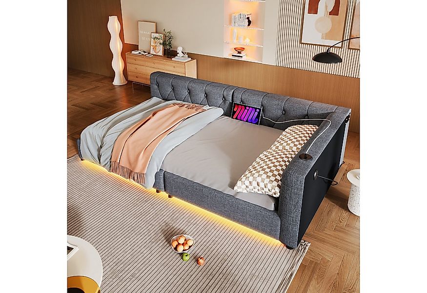 Ulife Schlafsofa Daybett, Tagesbett, Polsterbett, Jugendbett mit LED-Beleuc günstig online kaufen