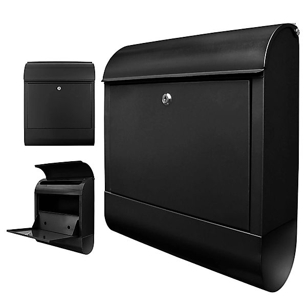 banjado® Design Briefkasten Schwarz 39x47x14cm & 2 Schlüssel - Briefkasten günstig online kaufen