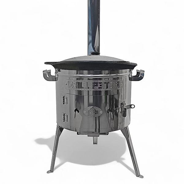Grillpeter Utschak aus Edelstahl mit Rauchrohr Timur D40 mit Kazan aus Guss günstig online kaufen