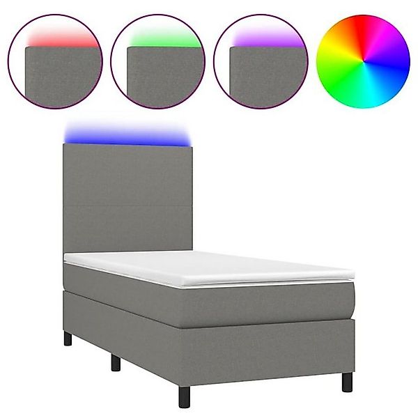 vidaXL Boxspringbett Boxspringbett mit Matratze LED Dunkelgrau 90x200 cm St günstig online kaufen