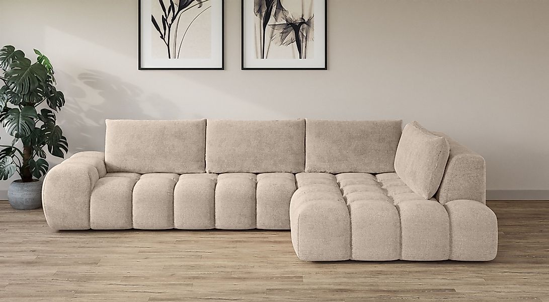 OTTO home Ecksofa "AZITA L-Form, XXL 352 cm Designsofa in Bubble-Opitk" los günstig online kaufen