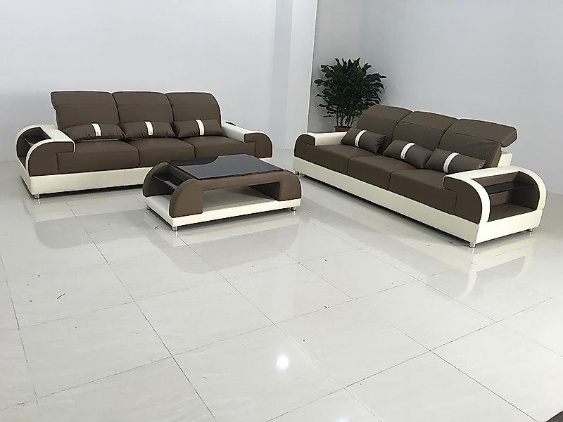 JVmoebel 3-Sitzer Möbel 3+3 Sitz Sofagarnitur Set Couch Sitz Sofa Ledersofa günstig online kaufen