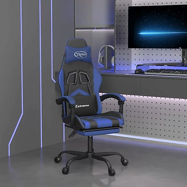 Vidaxl Gaming-stuhl Mit Fußstütze Drehbar Schwarz & Blau Kunstleder günstig online kaufen