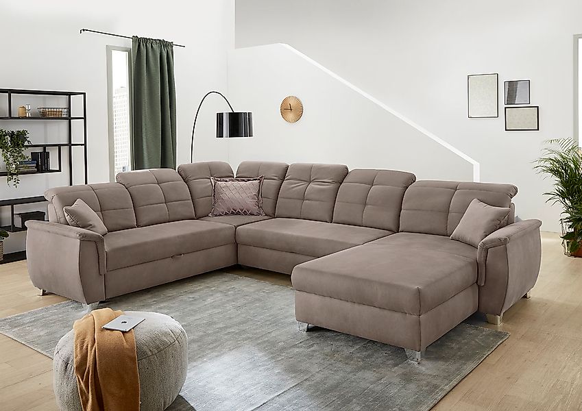 Jockenhöfer Gruppe Wohnlandschaft "Livorno U-Form, B: 354 cm" mit Bettfunkt günstig online kaufen