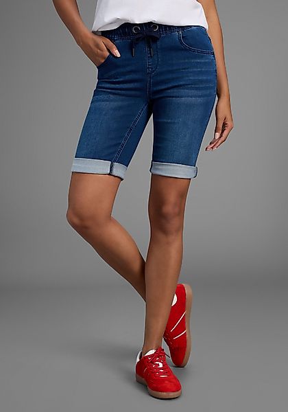 Arizona Jogg-Jeansbermudas hohe Leibhöhe, krempelbare Beinabschlüsse, günstig online kaufen