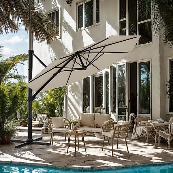 HOMALL Sonnenschirm Gartenschirm 270/330cm, mit Ständer,360° günstig online kaufen
