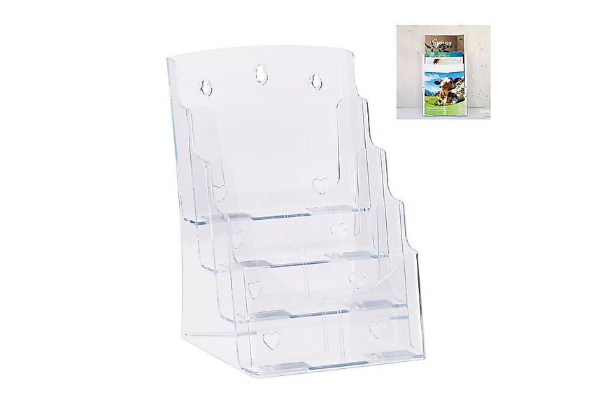 relaxdays Zeitungsständer Prospekthalter A4 / DIN Lang 4 Etagen günstig online kaufen