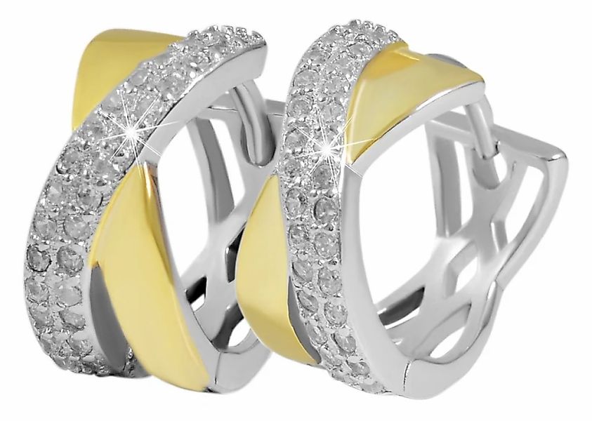 Adelia´s Paar Creolen "Damen Ohrringe – Creole aus 925 Silber mit Zirkonia" günstig online kaufen