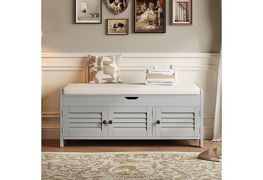 STILVORA Schuhbank mit 3 Jalousietür,Schuhbank Schuhregal mit verstecktem S günstig online kaufen