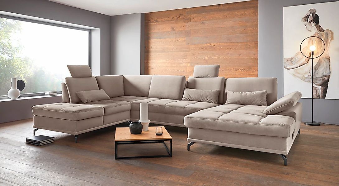 PLACES OF STYLE Wohnlandschaft "Costello U-Form, B: 363 cm mit Sitztiefen-, günstig online kaufen