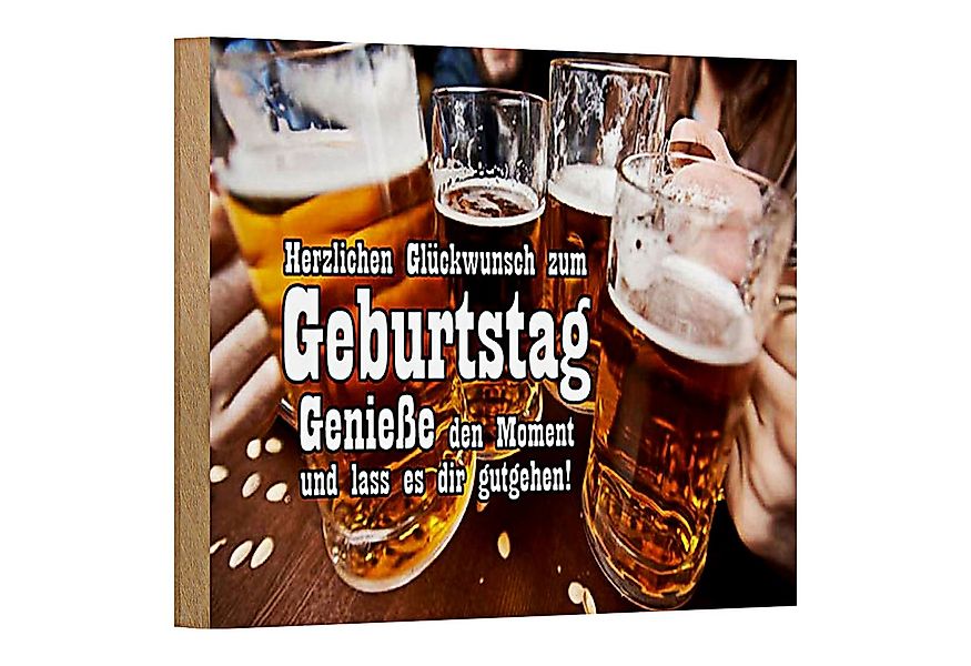 Roomando Holzbild Spruch 18x12cm Glückwunsch zum Geburtstag Bier günstig online kaufen