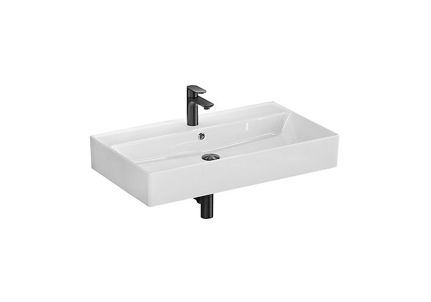 Aqua Bagno Waschbecken 80 cm weiß eckig Wandmontage Waschtisch Aufsatzwasch günstig online kaufen