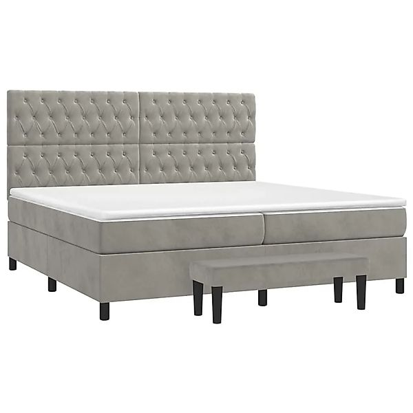 vidaXL Boxspringbett mit Matratze Hellgrau 200x200 cm Samt 3138043 günstig online kaufen