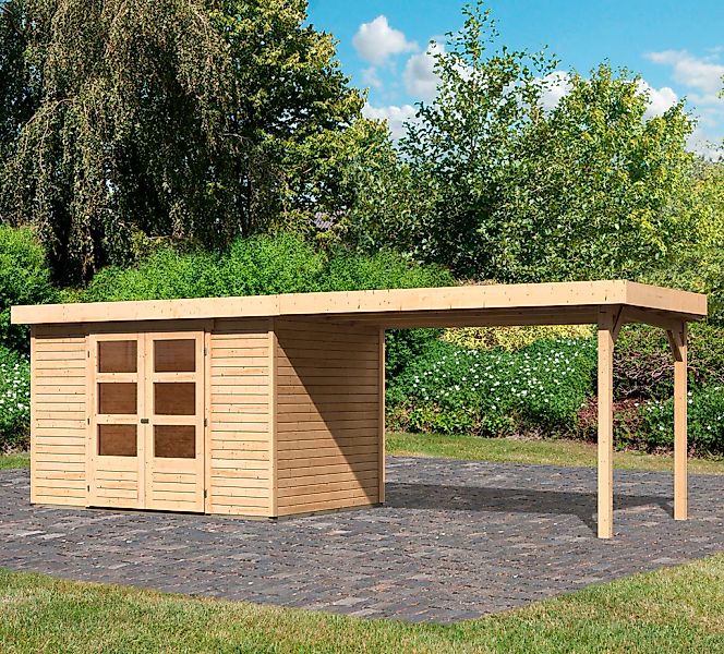 Karibu Gartenhaus "Arnis" mit Anbaudach 2,80 cm Breite günstig online kaufen