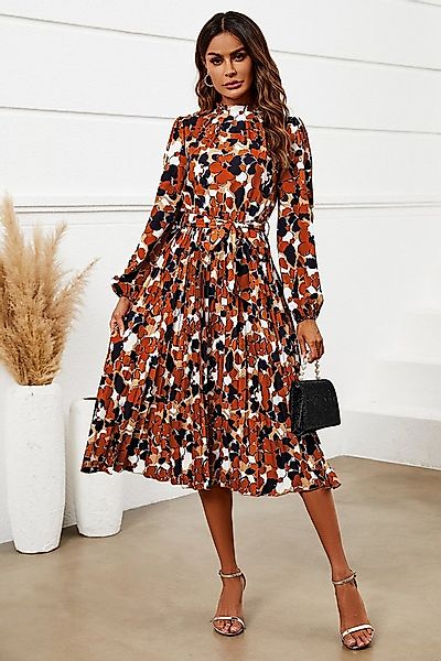 FS Collection Midikleid Damen Bardot-Midikleid hochgeschlossen, langarm, pl günstig online kaufen