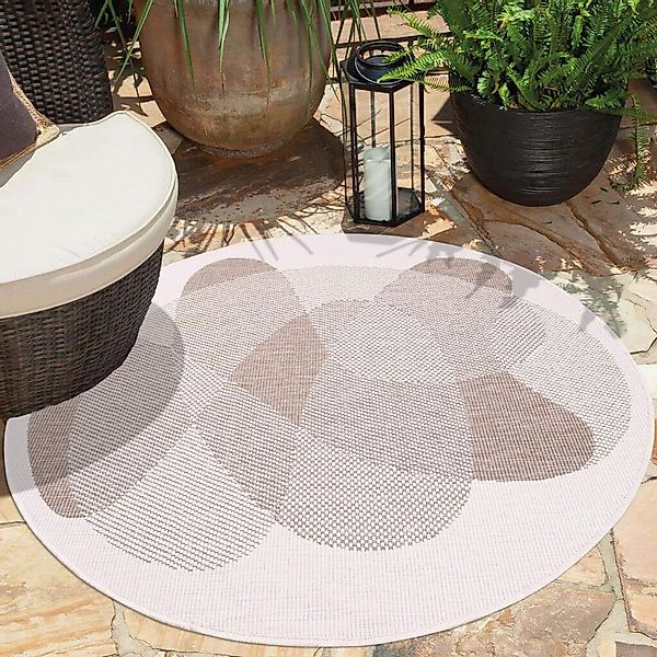 Carpet City Outdoorteppich "DUO RUG 5835" rund 5 mm Höhe Wendeteppich Wette günstig online kaufen
