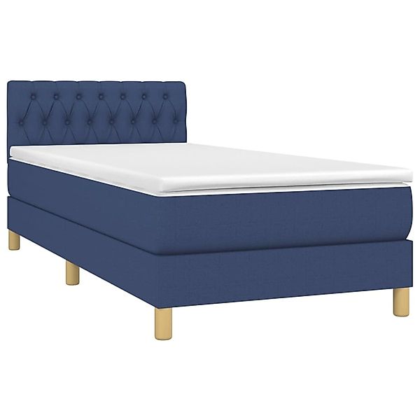 vidaXL Boxspringbett mit Matratze & LED Blau 90x200 cm Stoff 3133931 günstig online kaufen