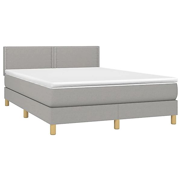 vidaXL Boxspringbett mit Matratze & LED Hellgrau 140x200 cm Stoff 3133637 günstig online kaufen