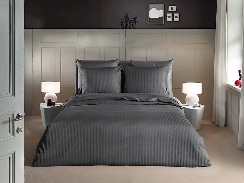 Heckett & Lane Bettwäsche "Banda" 2 tlg. hochwertiges Mako-Satin, Streifen günstig online kaufen