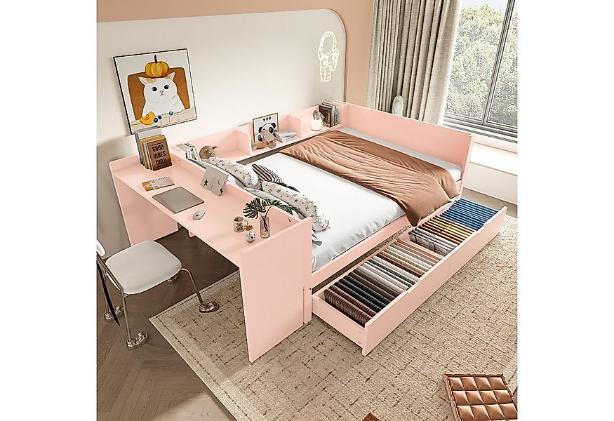 STILVORA Kinderbett 140×200 mit schreibtisch und Stauraum,Schlafsofa Bett o günstig online kaufen