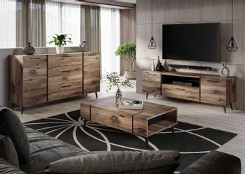 ALLHOUSE24 Wohnzimmer-Set Flagstaff Eiche LOFT Kommode günstig online kaufen