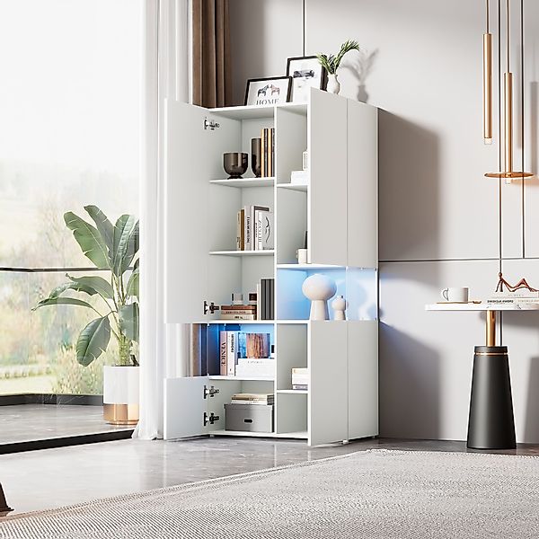 REDOM Bücherregal Moderne Vitrine mit LED-Beleuchtung, günstig online kaufen
