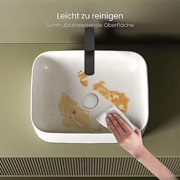 EMKE Aufsatzwaschbecken Eckiger Waschbecken Keramik Waschbecken günstig online kaufen